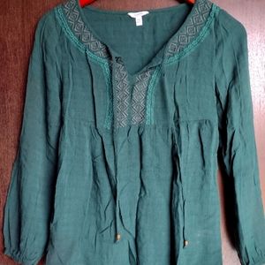 Women's Green Embroidered Sonoma Top PXS